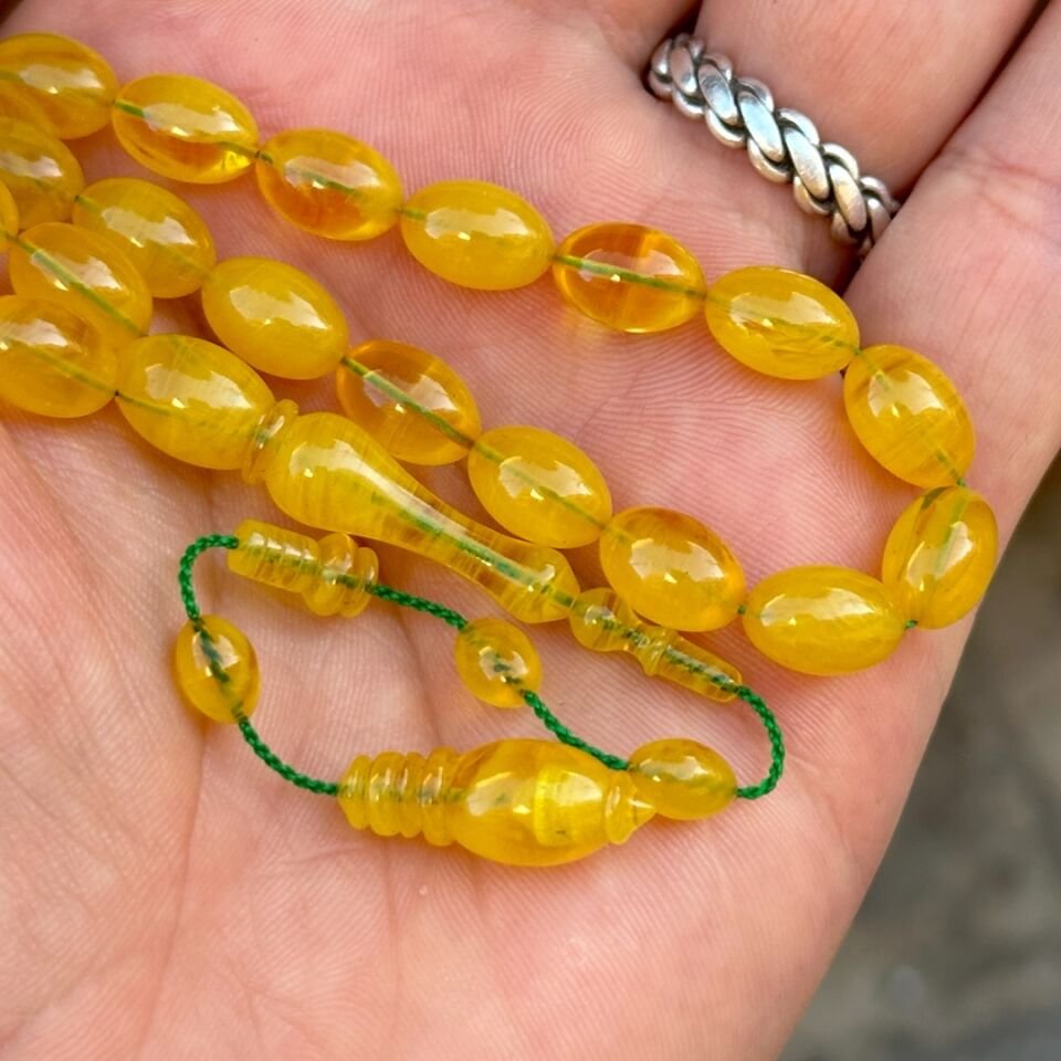 Usta İşi Sarı Kehribar Tesbih