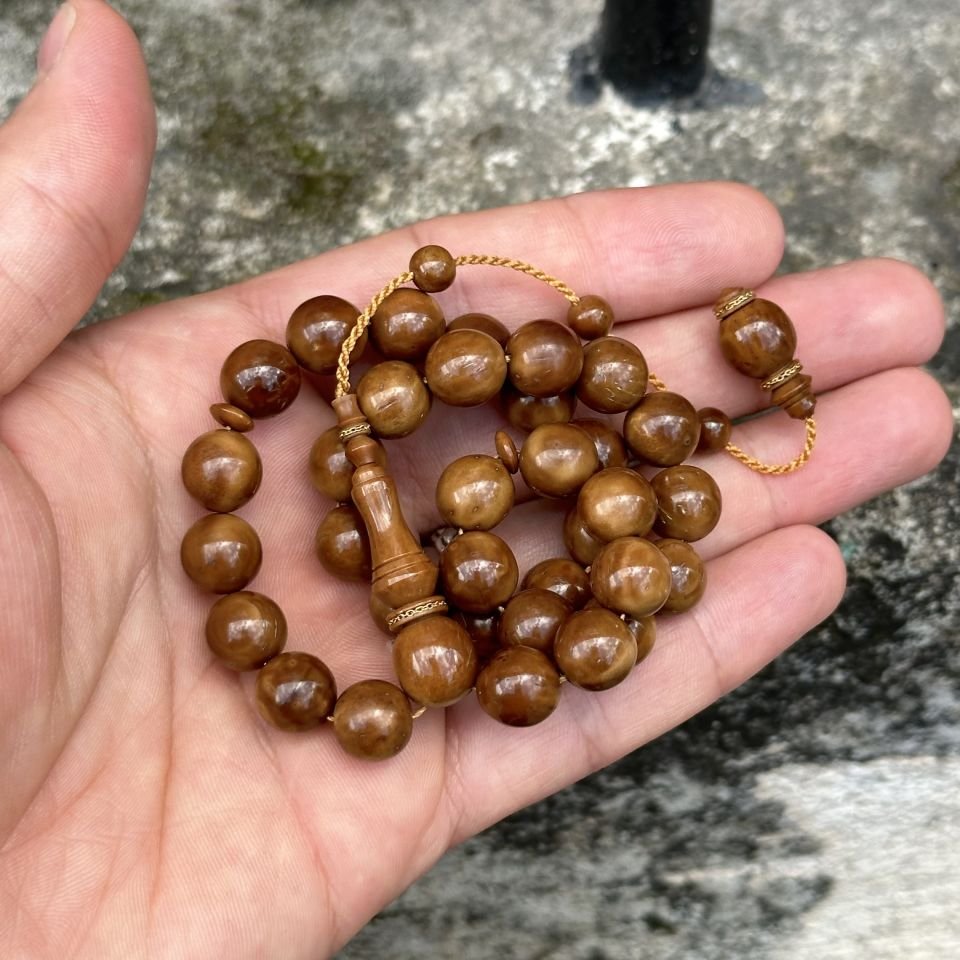 14 Ayar Altın Zincir İşlemeli Kuka Tesbih