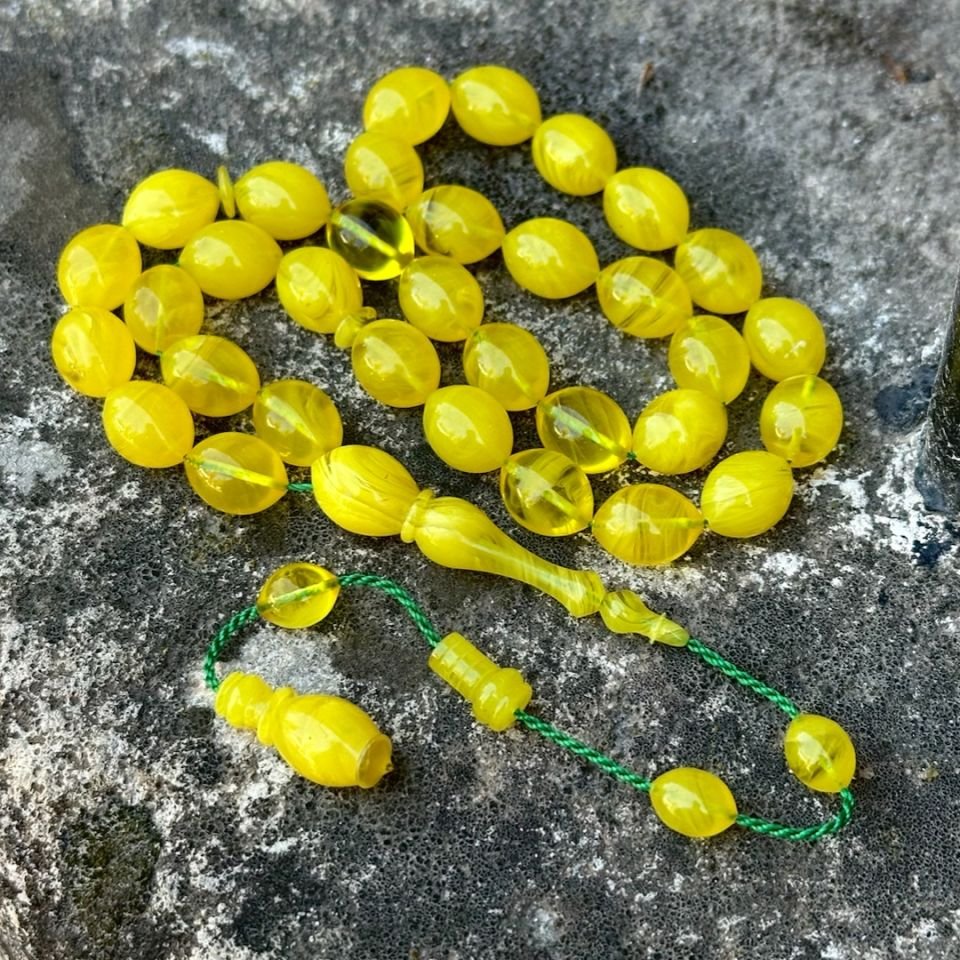 Limon Sarısı Kehribar Tesbih