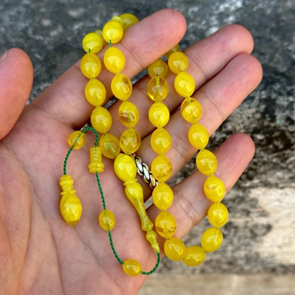 Limon Sarısı Kehribar Tesbih
