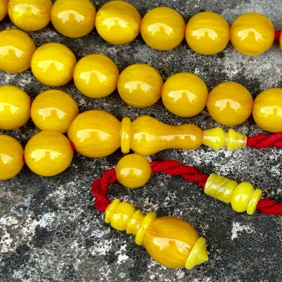 Traşlı Sıkma Kehribar Tesbih