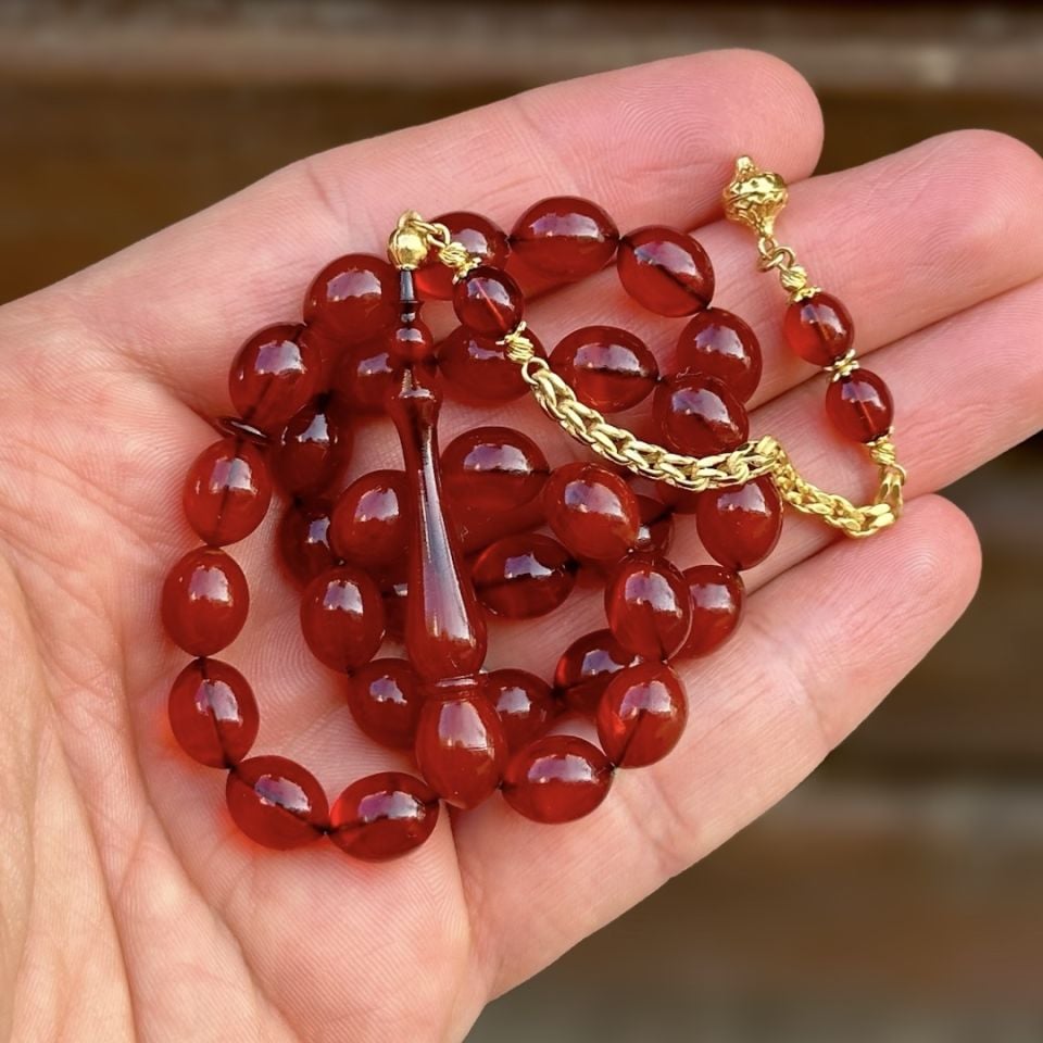 Altın Püsküllü Vişne Tesbih