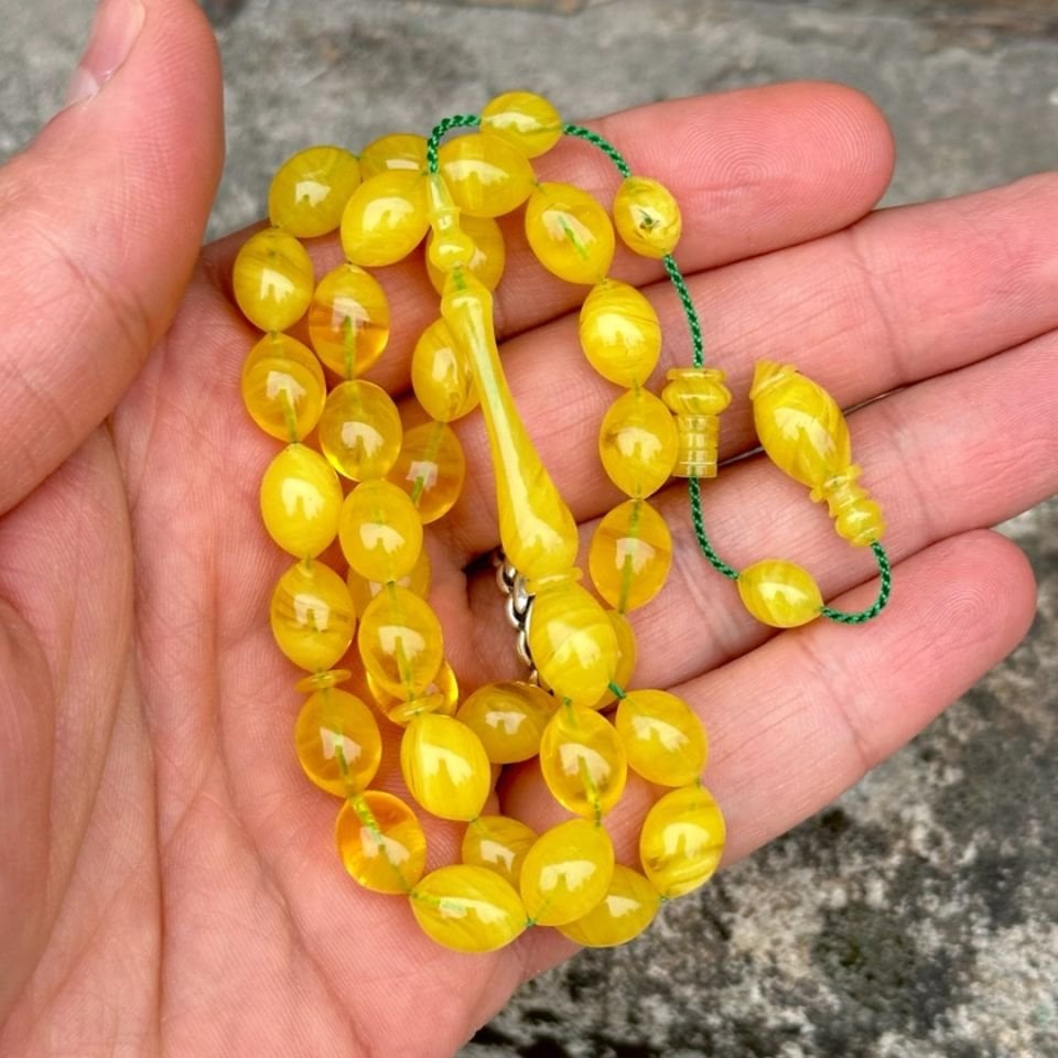 Limon Sarısı Kehribar Tesbih