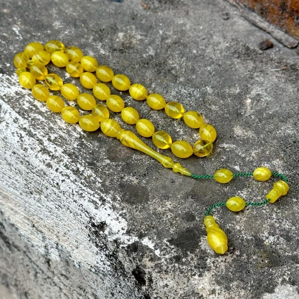 Limon Sarısı Kehribar Tesbih