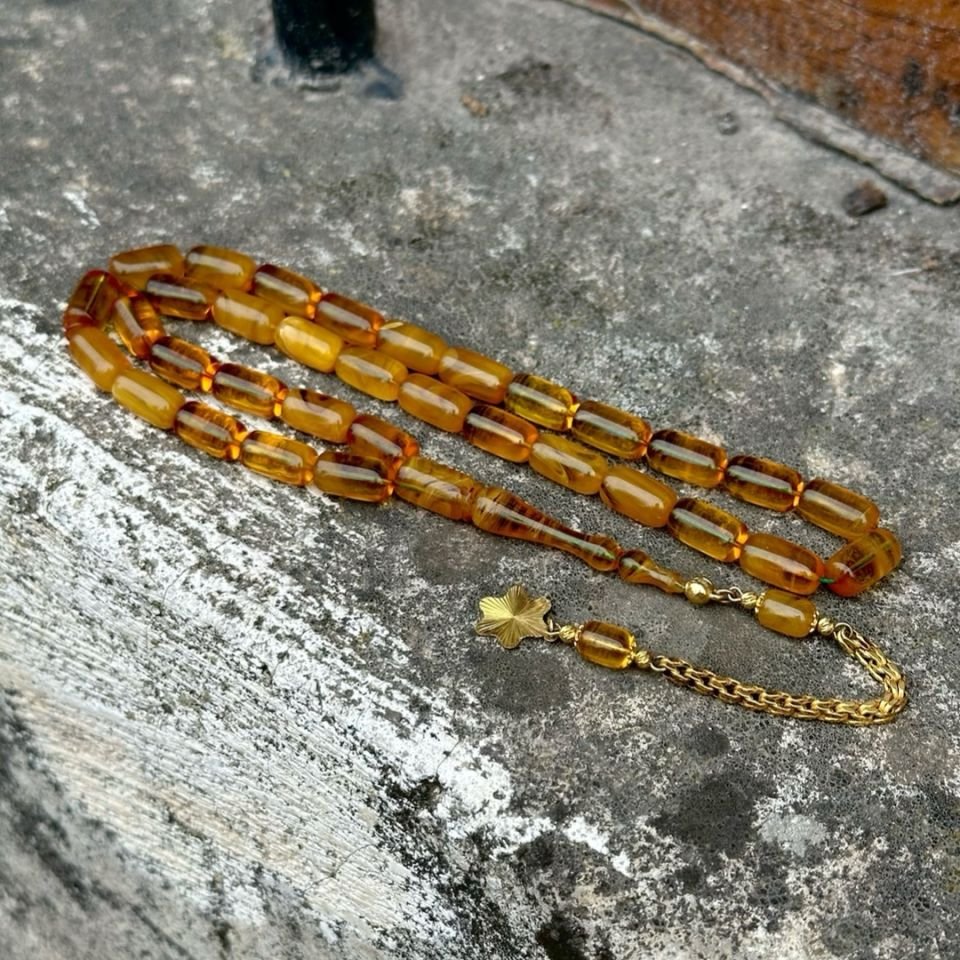 Altınlı Kehribar Tesbih