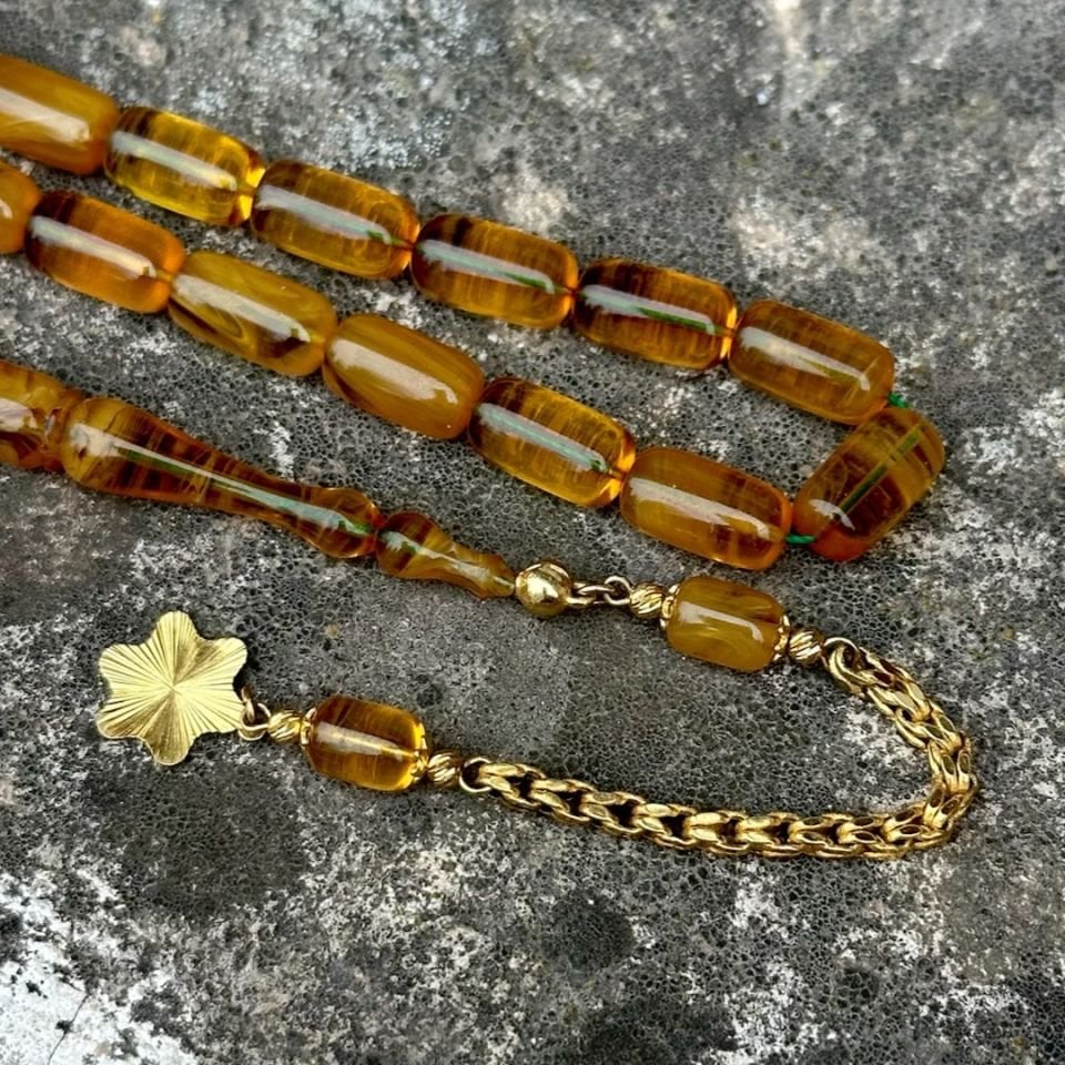 Altınlı Kehribar Tesbih