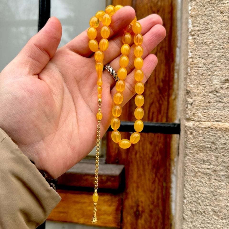 Altınlı Kehribar Tesbih