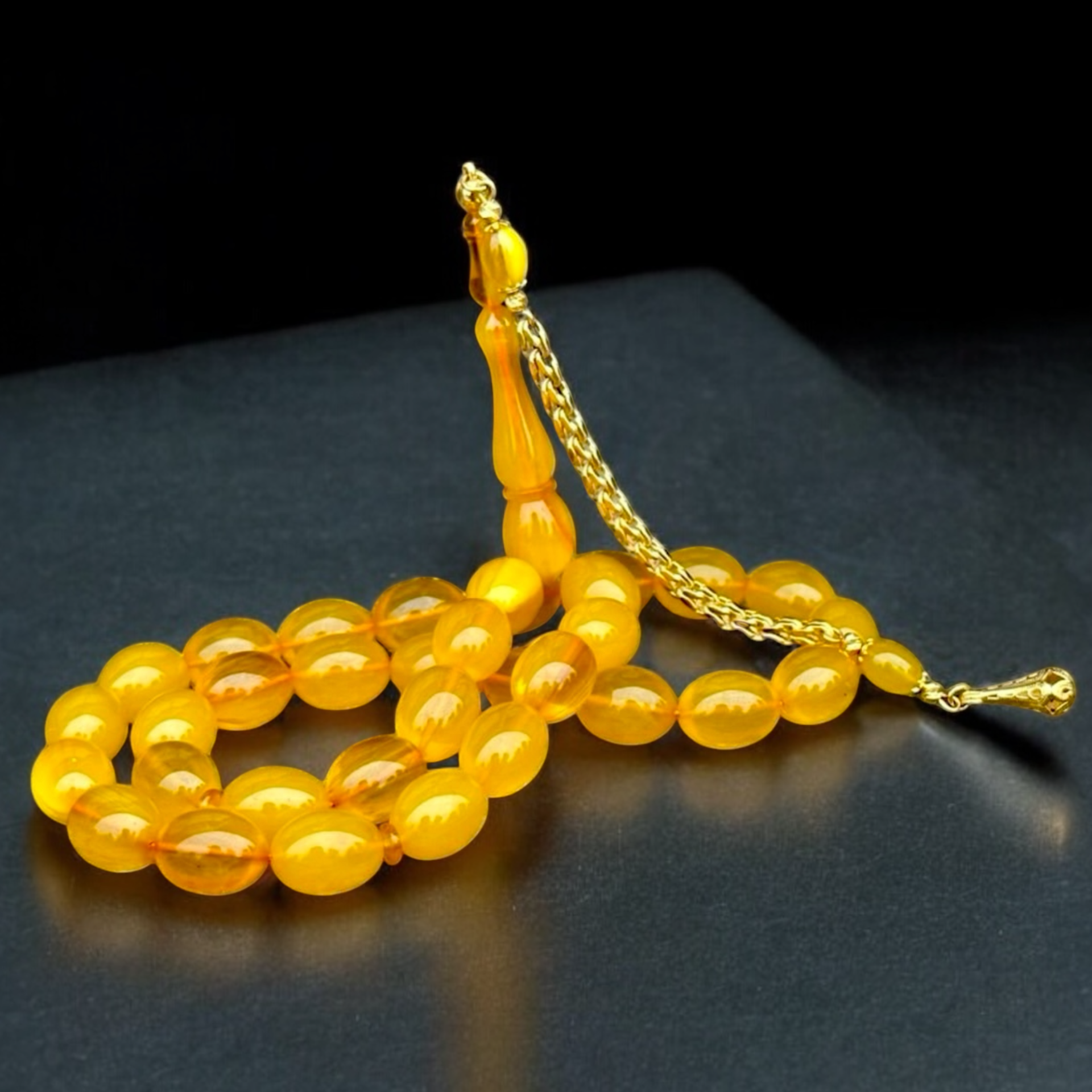 Altınlı Kehribar Tesbih