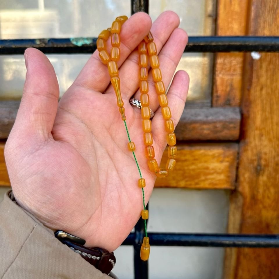 Kapsül Sıkma Kehribarı Tesbih