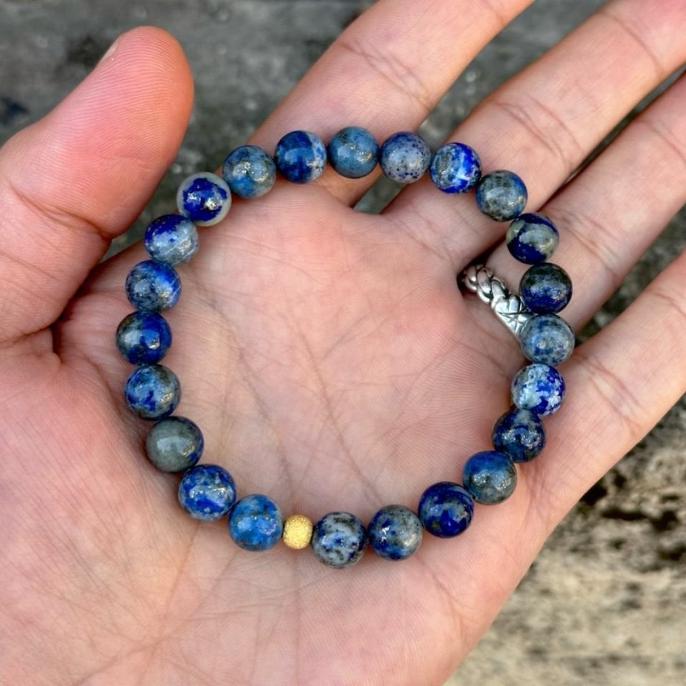 Altın Tasarımlı Lapis Lazuli Taşlı Bileklik
