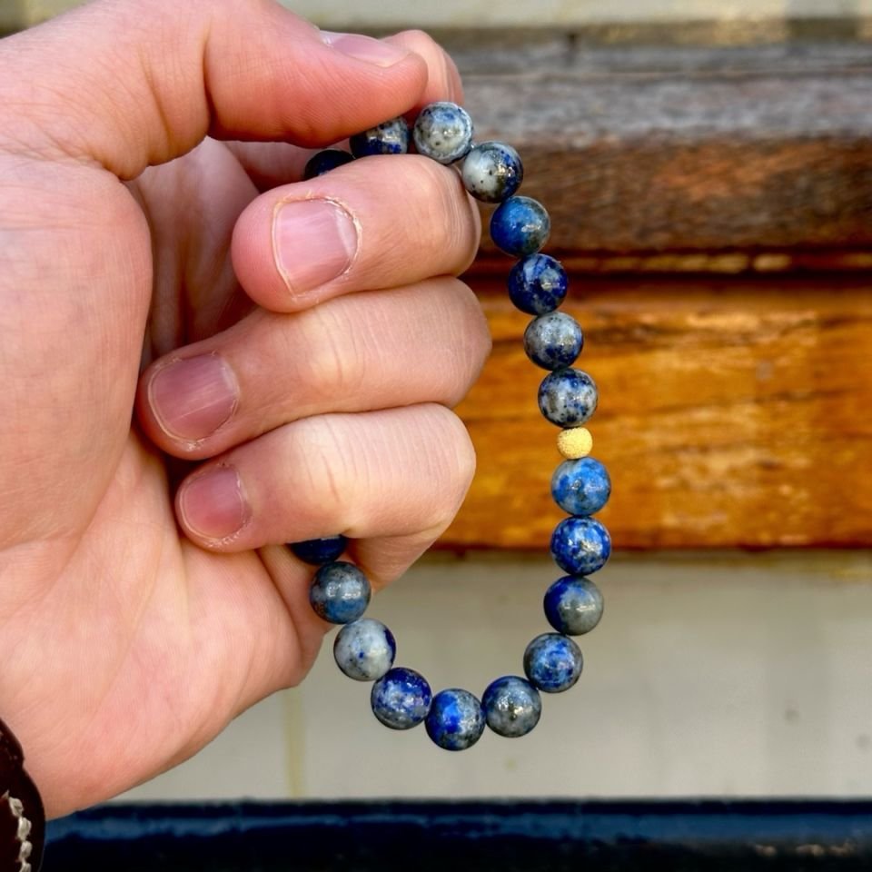 Altın Tasarımlı Lapis Lazuli Taşlı Bileklik