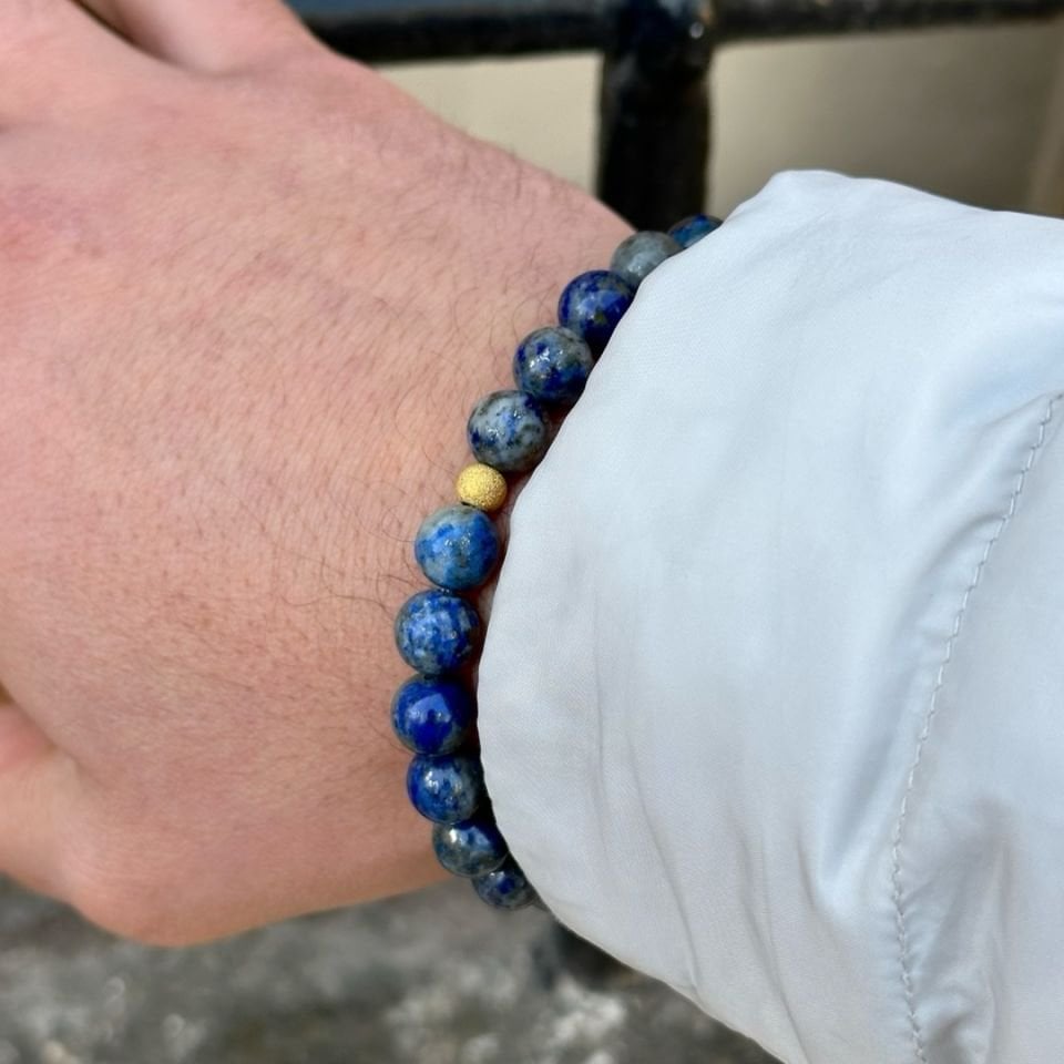 Altın Tasarımlı Lapis Lazuli Taşlı Bileklik