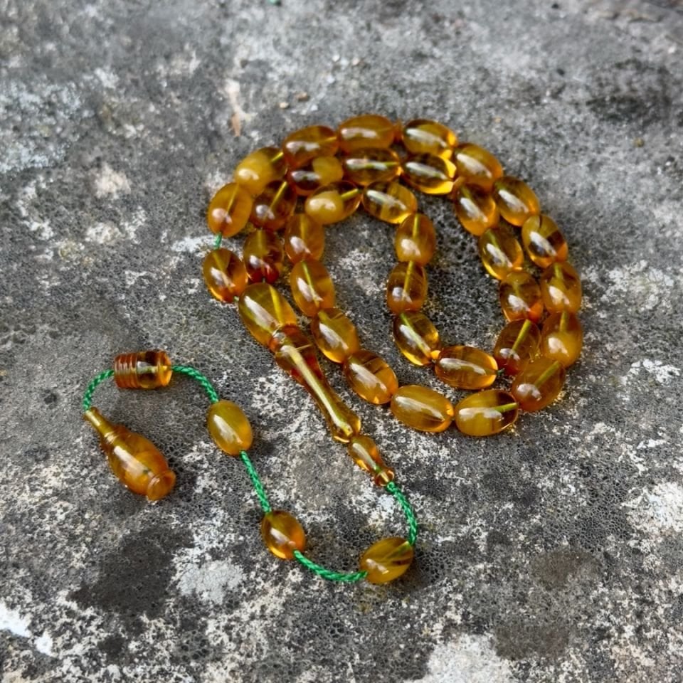 Usta işçilikli El Boyda Beyzi Kesim Kehribar Tesbih