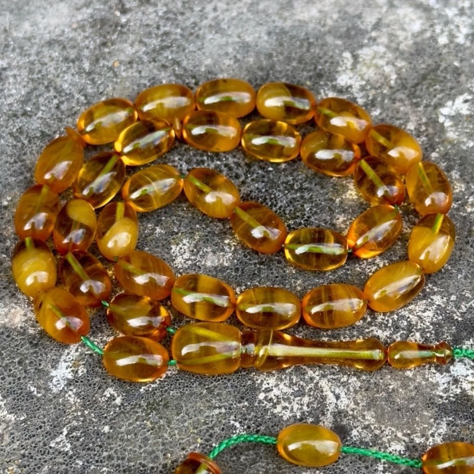 Usta işçilikli El Boyda Beyzi Kesim Kehribar Tesbih