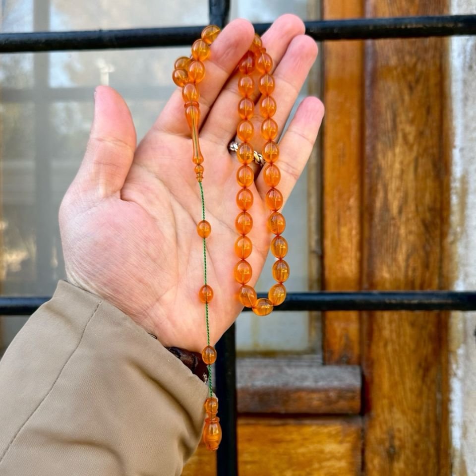 40 yıllık Eski Küp Malzemeden Sıkma Kehribar Tesbih