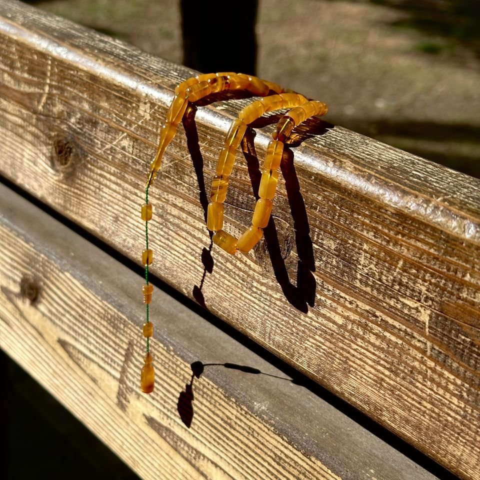 İnce Kapsül Kesim Hareli Sıkma Kehribar Tesbih