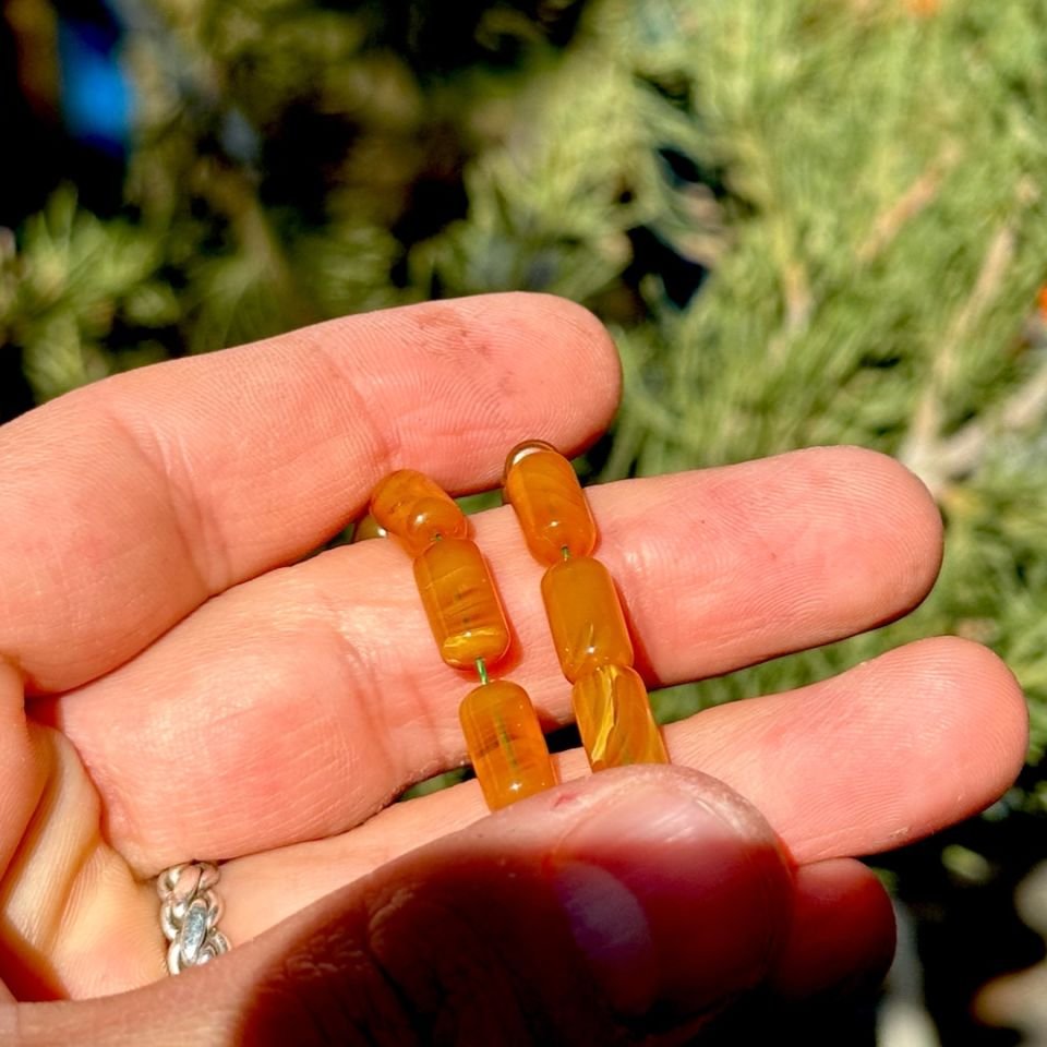 İnce Kapsül Kesim Hareli Sıkma Kehribar Tesbih