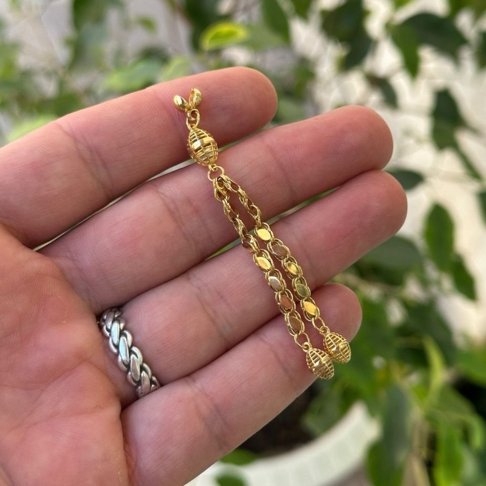 İkili Pullu Zincir Altın Püskül