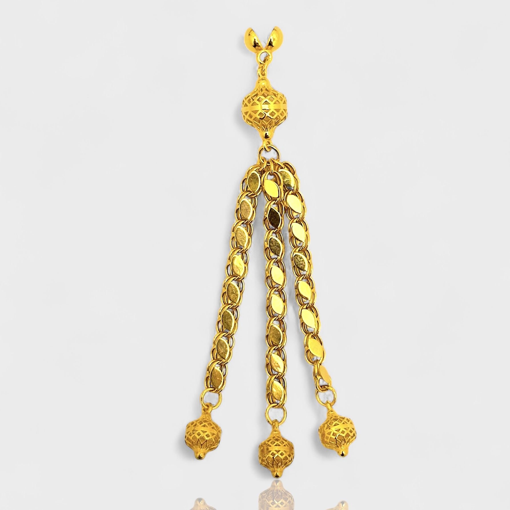 Üçlü Pullu Zincir Altın Püskül