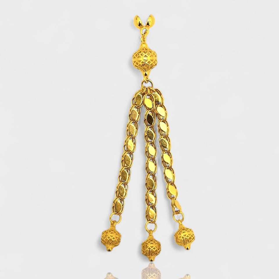 Üçlü Pullu Zincir Altın Püskül