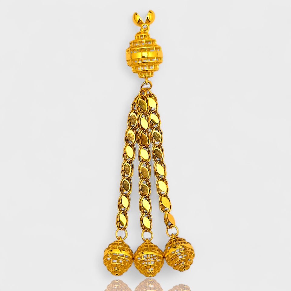 Üçlü Aplik Medel 14 Ayar Altın Püskül