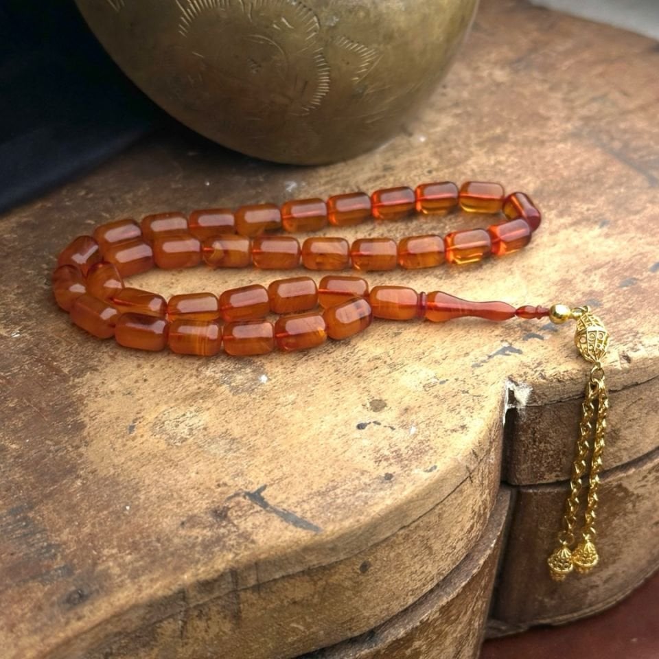 Altınlı Kehribar Tesbih