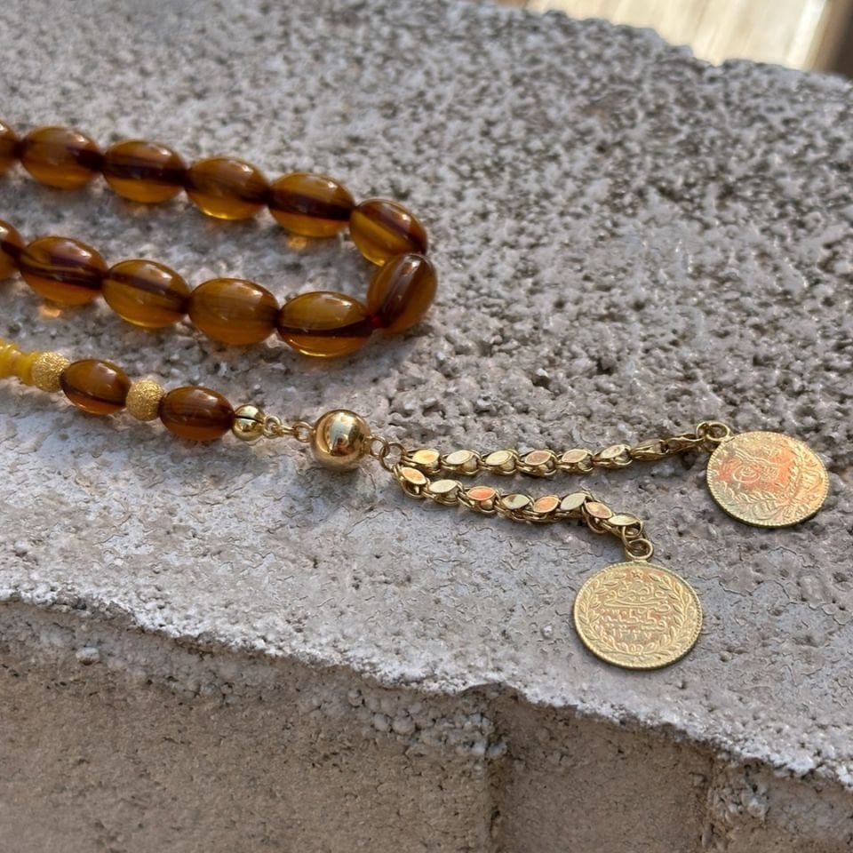 Tuğralı Altın Püsküllü Tesbih