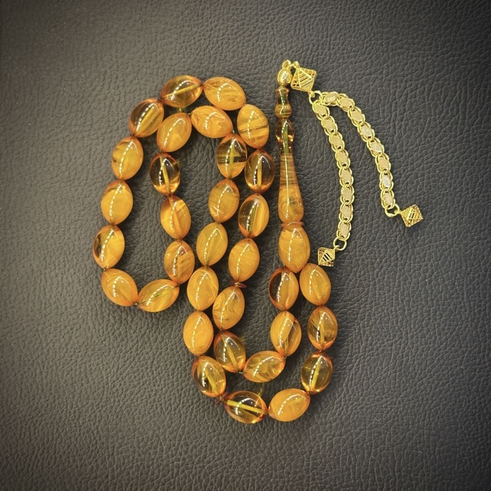 Kehribar Tesbih Altın Püsküllü