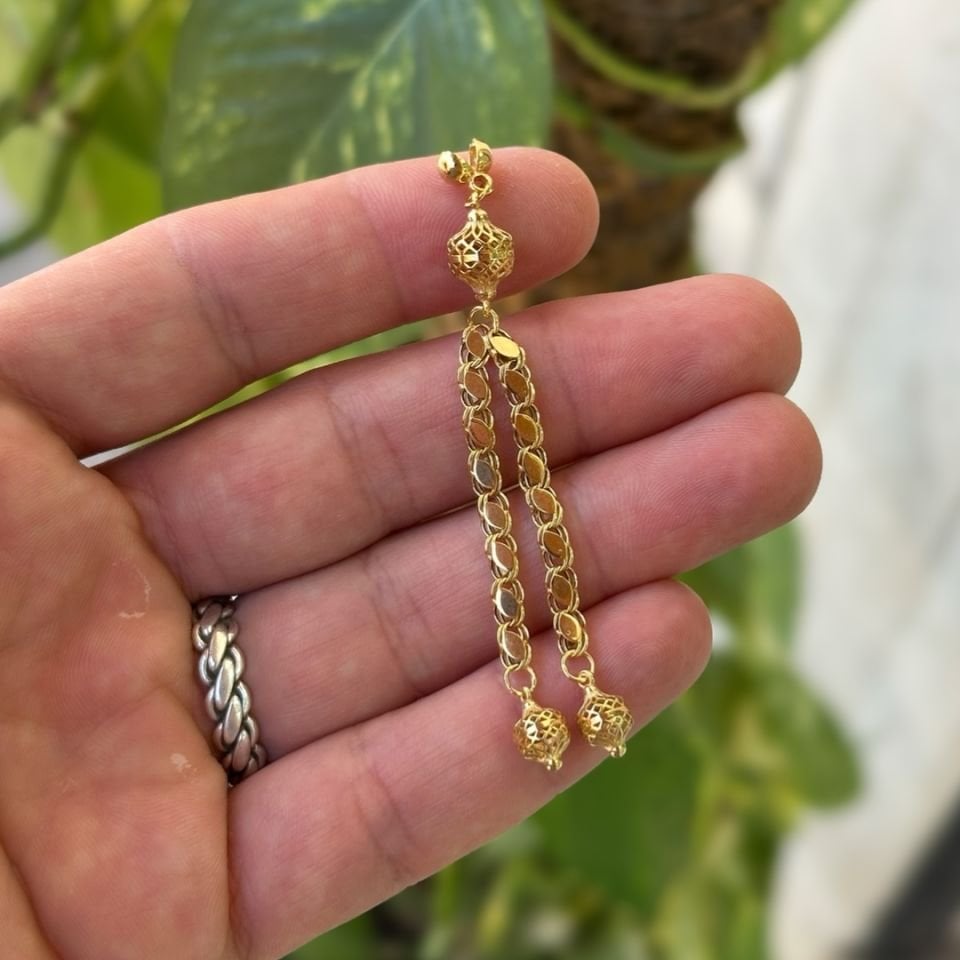 Telkari Model İkili Altın Püskül