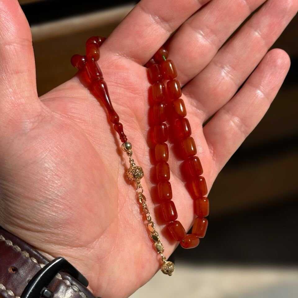 Kandil Model Altın Püsküllü Kehribar Tesbih