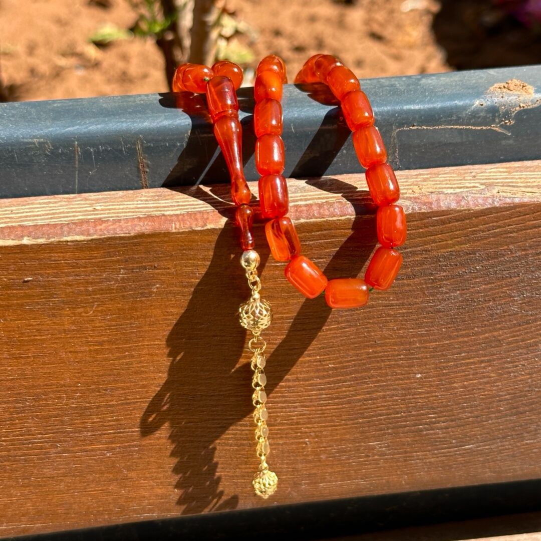 Kandil Model Altın Püsküllü Kehribar Tesbih