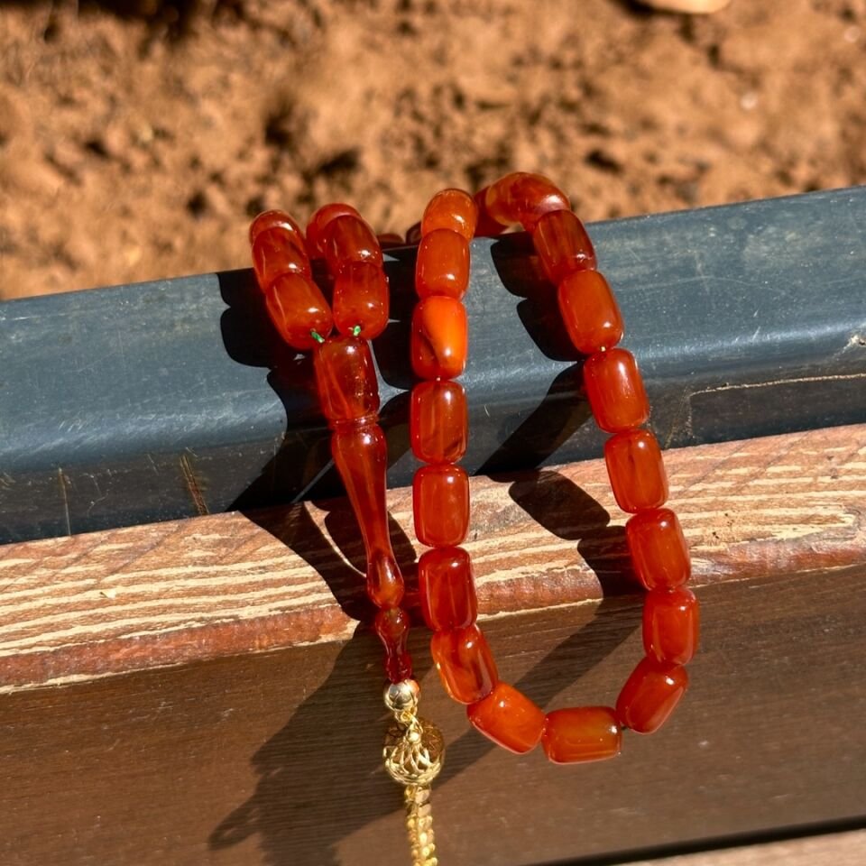 Kandil Model Altın Püsküllü Kehribar Tesbih