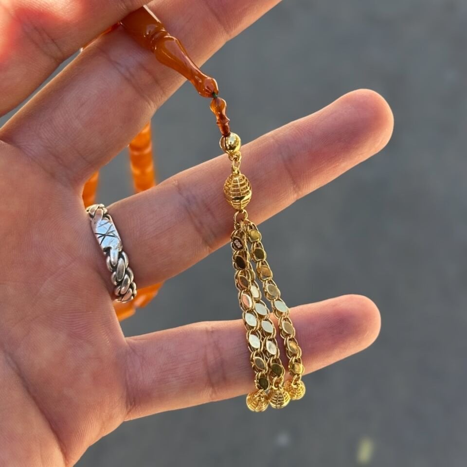 Altınlı Kehribar Tesbih