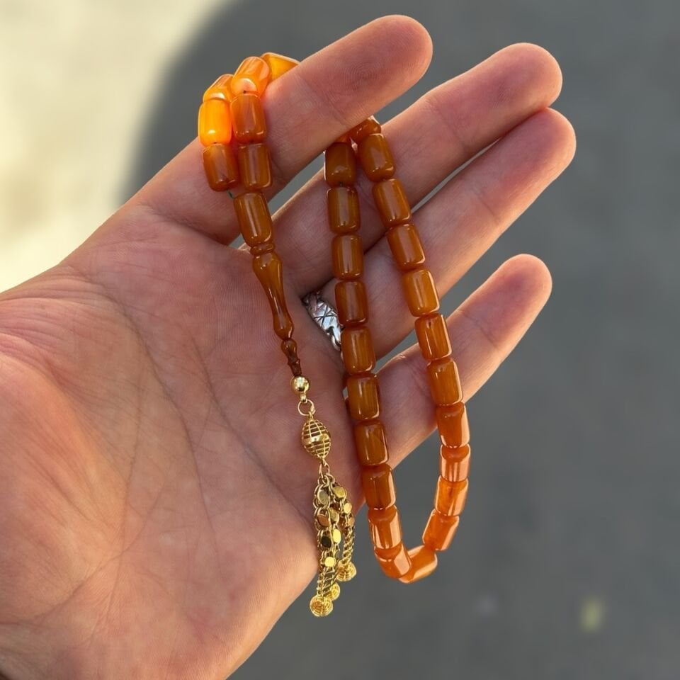 Altınlı Kehribar Tesbih