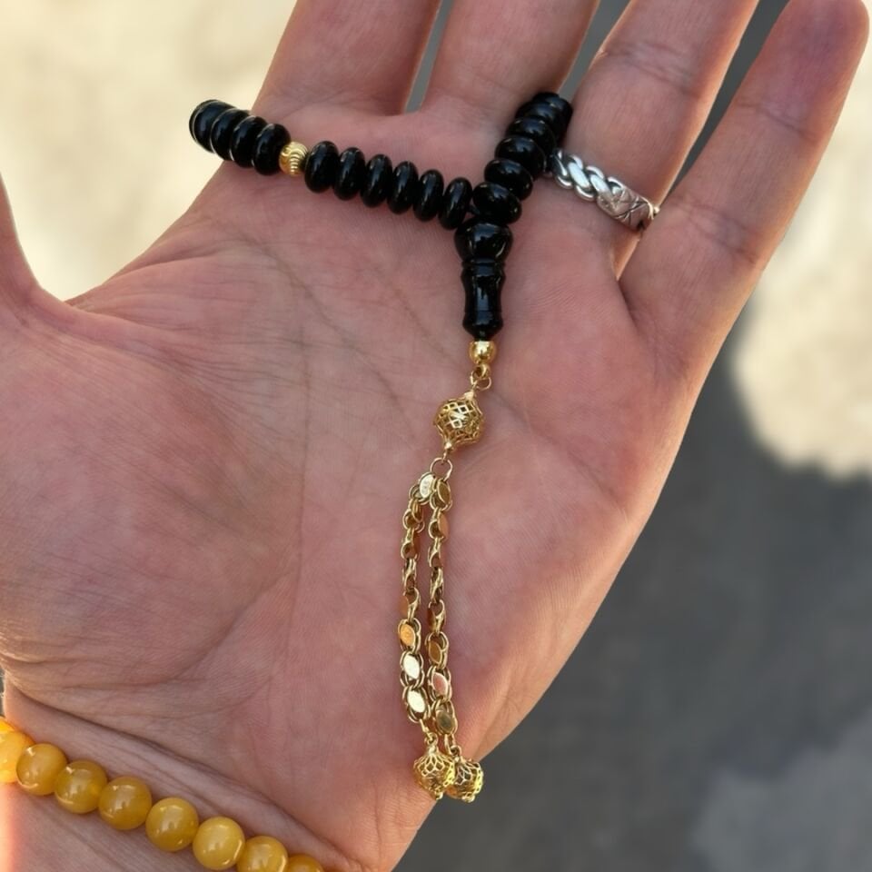 Üç Parmak Ufak Oltu Taşı Tesbih