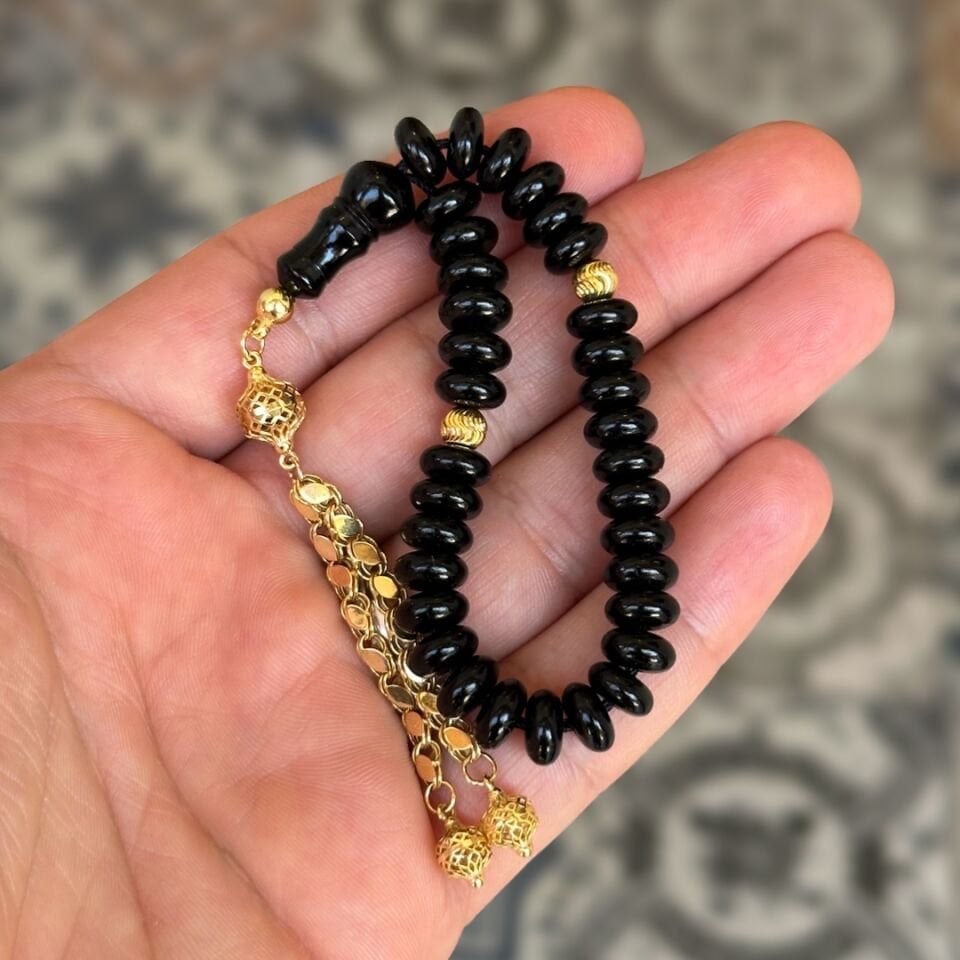 Üç Parmak Ufak Oltu Taşı Tesbih