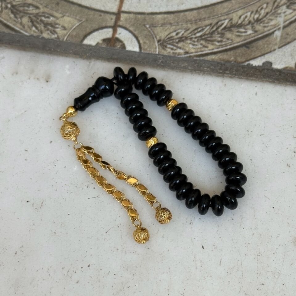 Üç Parmak Ufak Oltu Taşı Tesbih