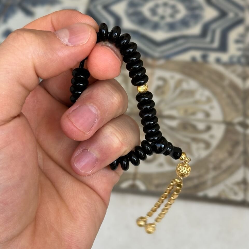 Üç Parmak Ufak Oltu Taşı Tesbih