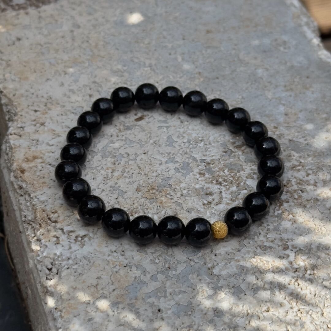 Altın Tasarım Onix Taşlı Erkek Bileklik