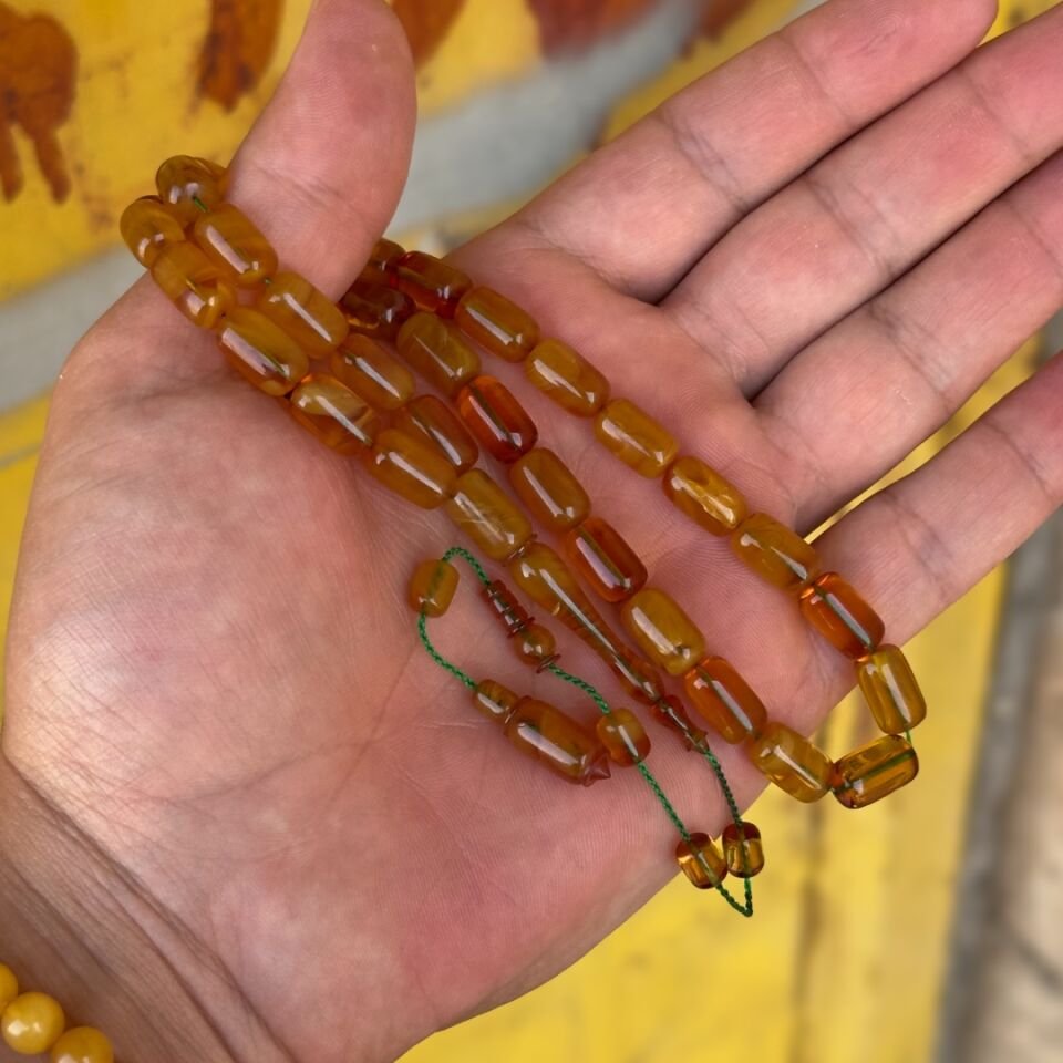 Sistemli Usta İşi Kapsül Kehribar Tesbih