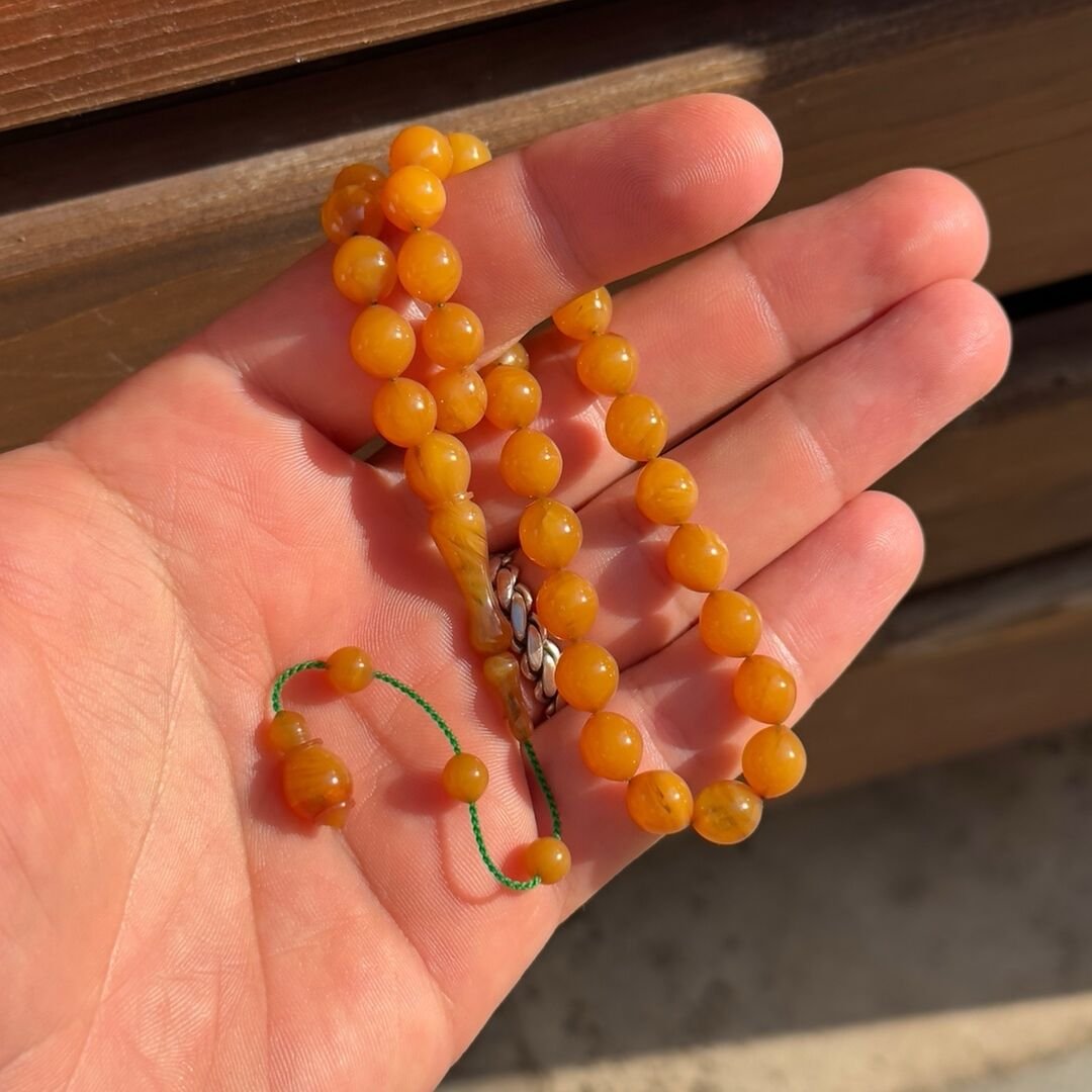 Usta İşi El Boyda Kehribar Tesbih