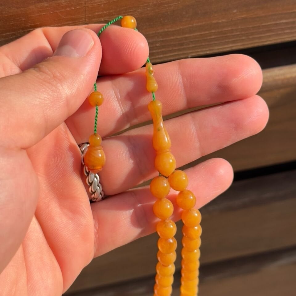 Usta İşi El Boyda Kehribar Tesbih