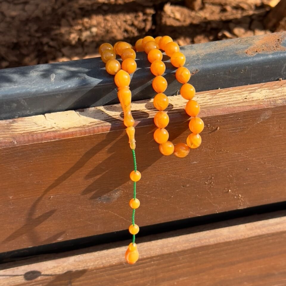 Usta İşi El Boyda Kehribar Tesbih