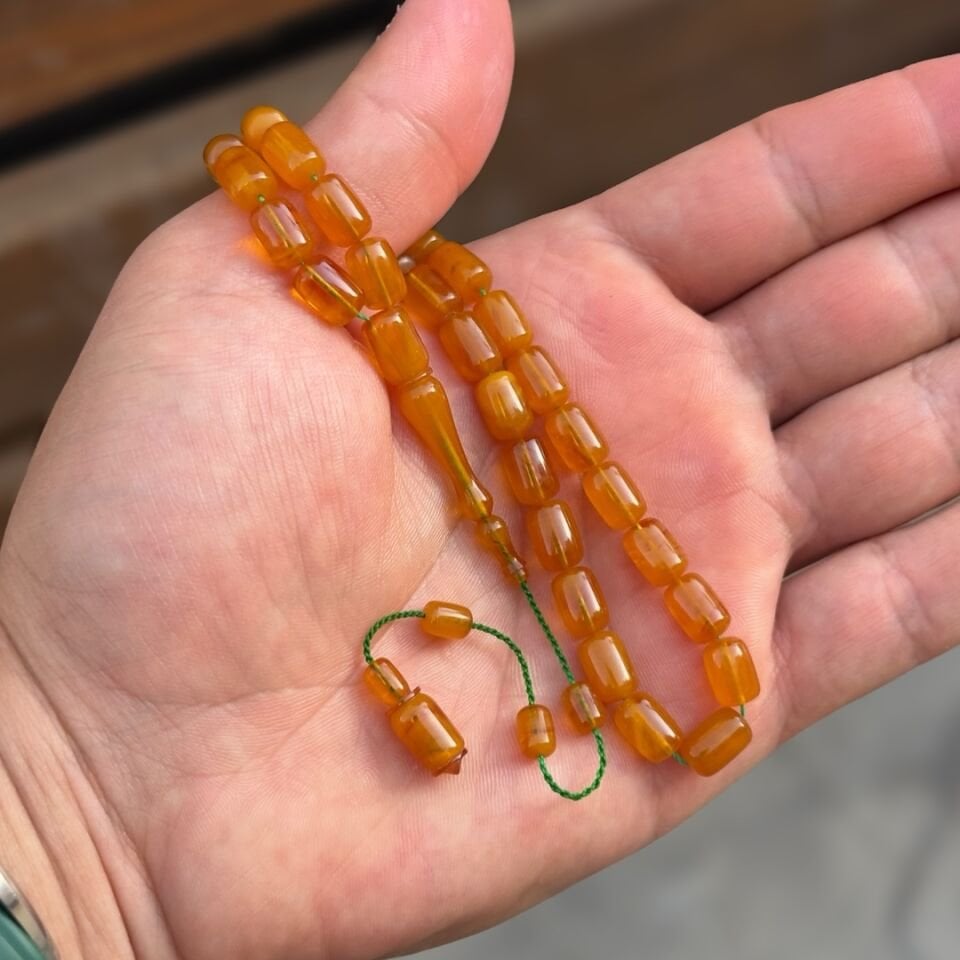 Yoğun Hareli Kapsül Kehribar Tesbih