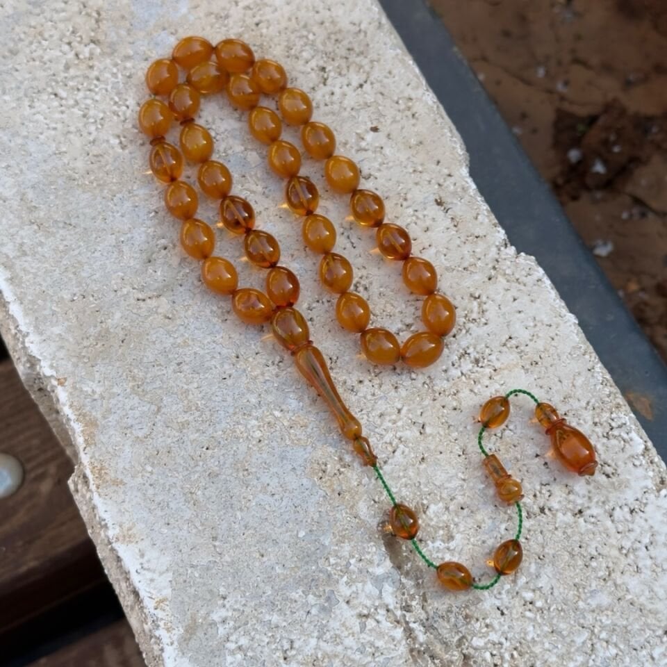 Şefaflı Usta İşçilikli Kehribar Tesbih