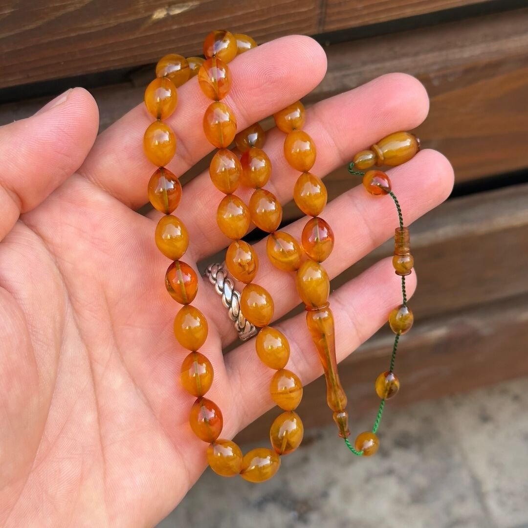 Sivri Beyzi Usta İşçilikli Kehribar Tesbih