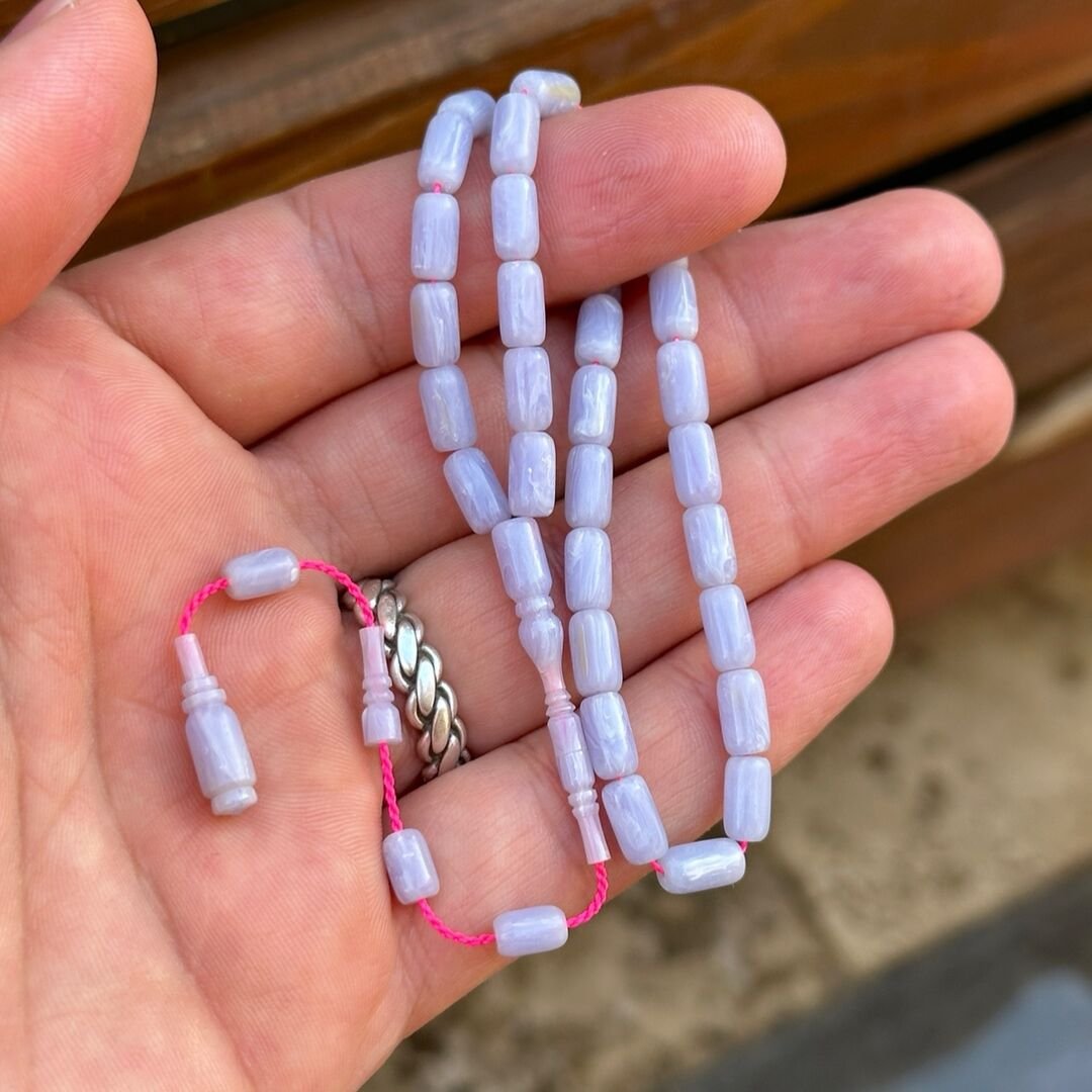 Mor Tonda Hareli Usta İşi Katalin Tesbih