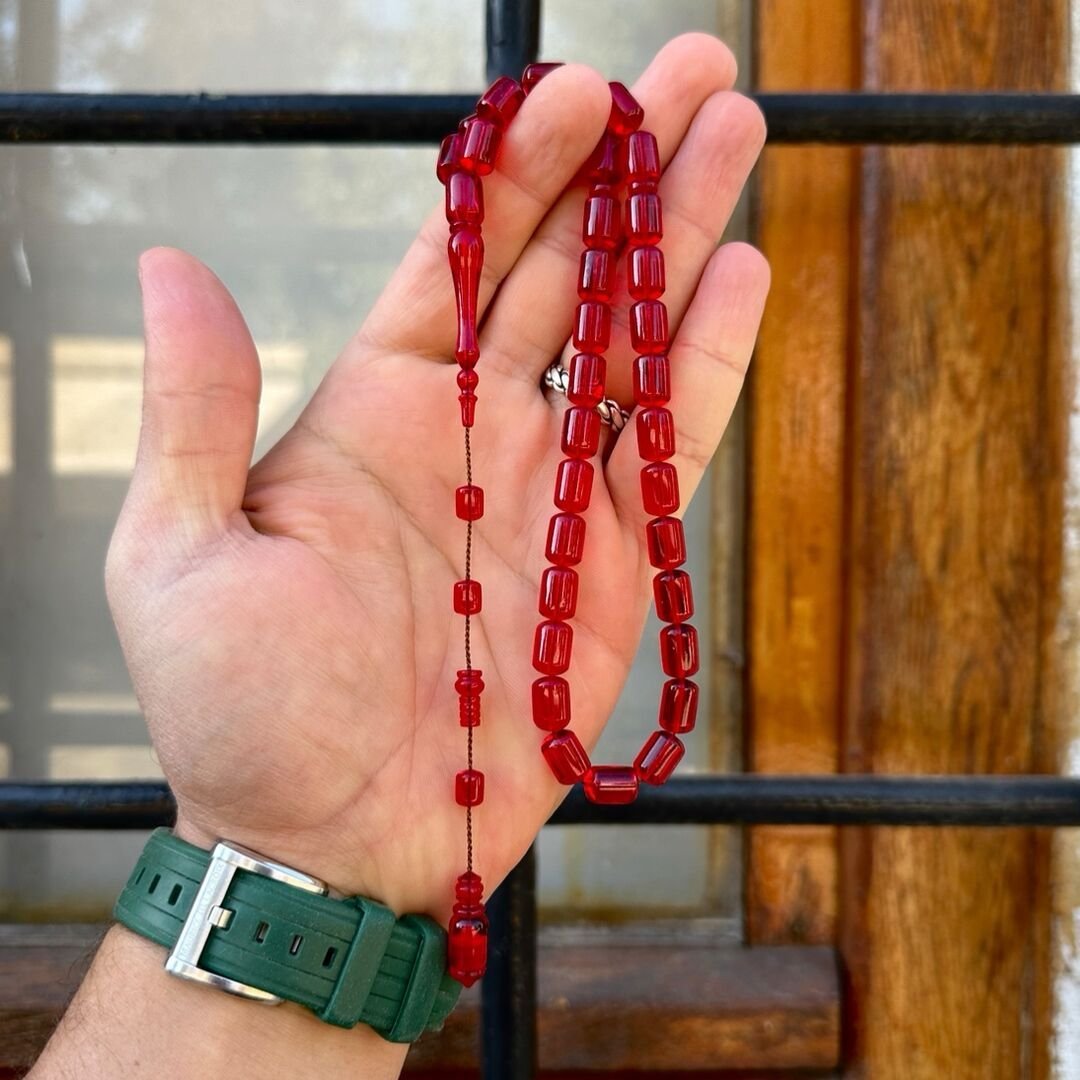 Kırmızı Zar Kehribar Tesbih