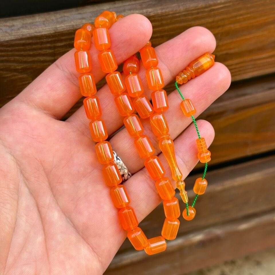 Kapsül Kesim Usta İşçilikli Zar Kehribar Tesbih