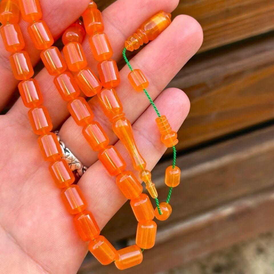 Kapsül Kesim Usta İşçilikli Zar Kehribar Tesbih